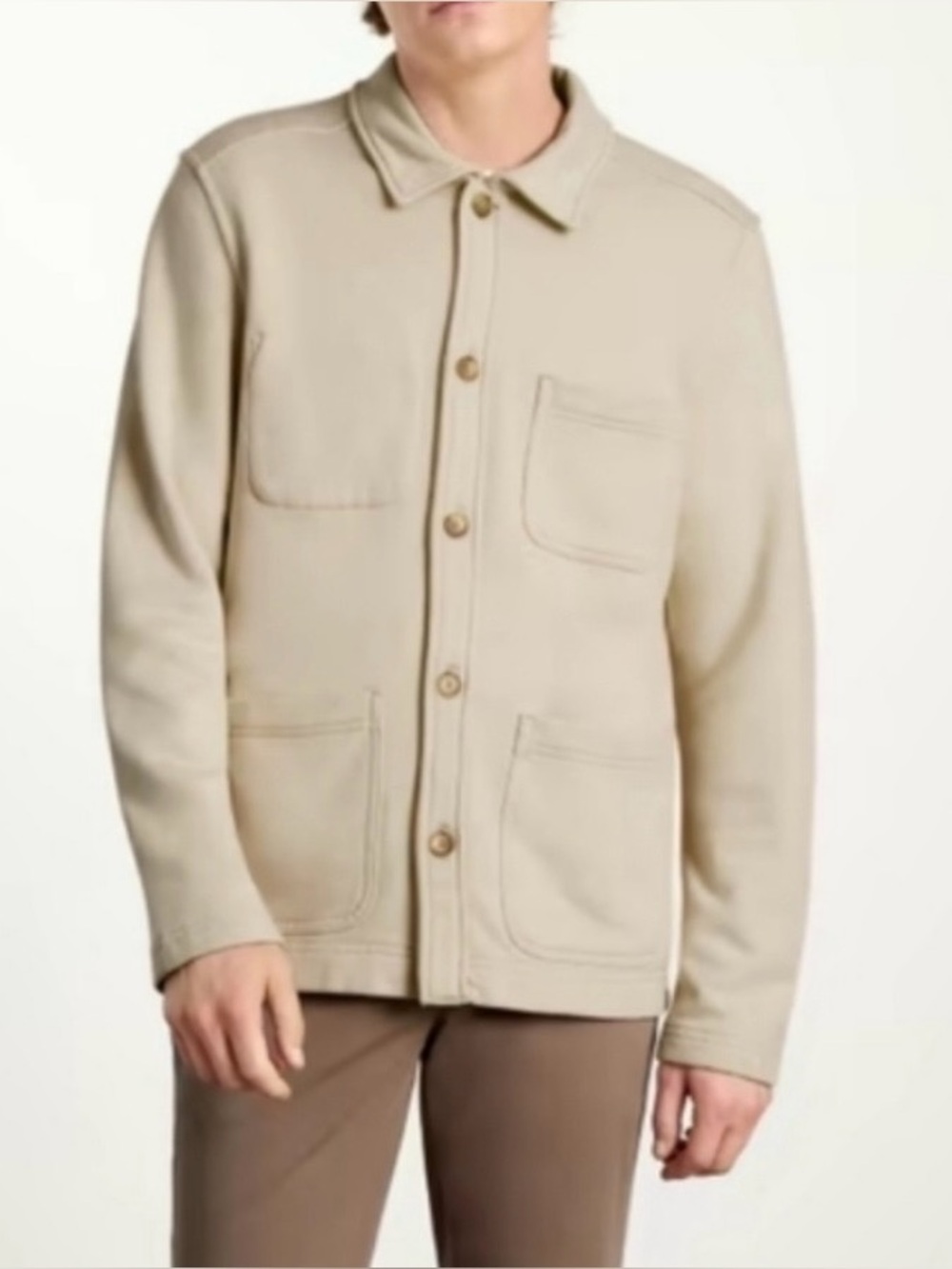 everlane the french terry chore jacket cream